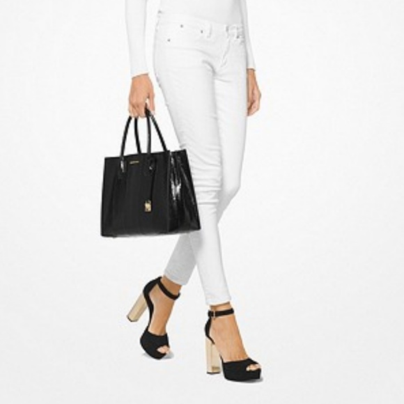 Michael Kors Handbags - Michael Kors black Mercer Snake Skin handbag